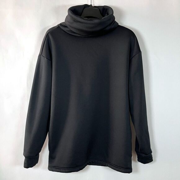 Dudley Fleece Fold Over Turtleneck Tunic Top Pockets‎ Black Medium Pullover - Picture 1 of 10